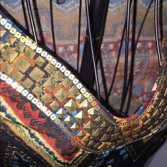 Rafaella‎ size small studded Aztec southwestern print boho bohemian hippie comfy - Picture 3 of 7